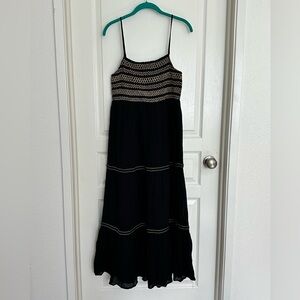 Zara Black Tiered Gauze Maxi Dress Size Medium